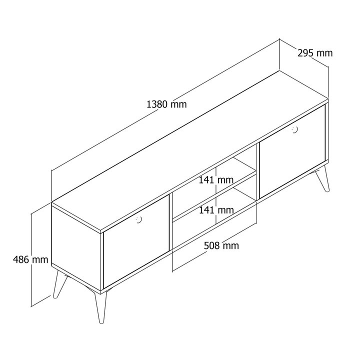 Hanah Home Soporte TV 1122 Bohemio Roble Macizo 138x42.6x29.5 cm Salón Mueble.